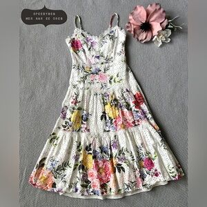 Marchesa Notte Floral Eyelet Midi Dress size 2